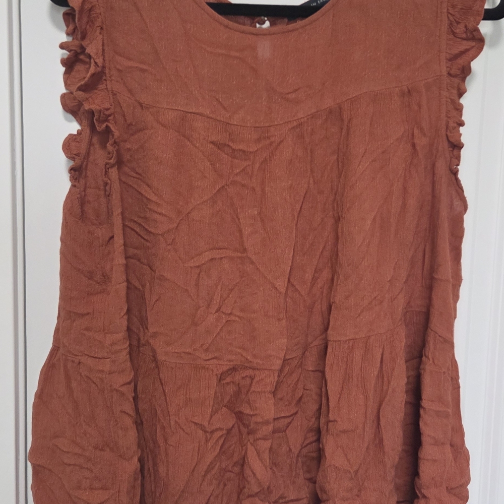 American Eagle Outfitters Terracotta Ruffle Blouse